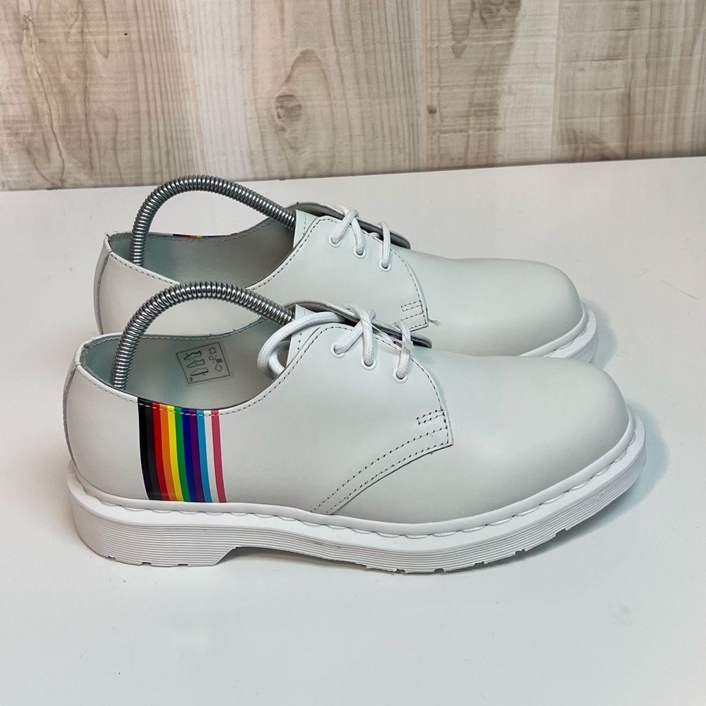 Dr. Martens 27522 Oxford Pride Smooth Leather Shoes White Rainbow Men's